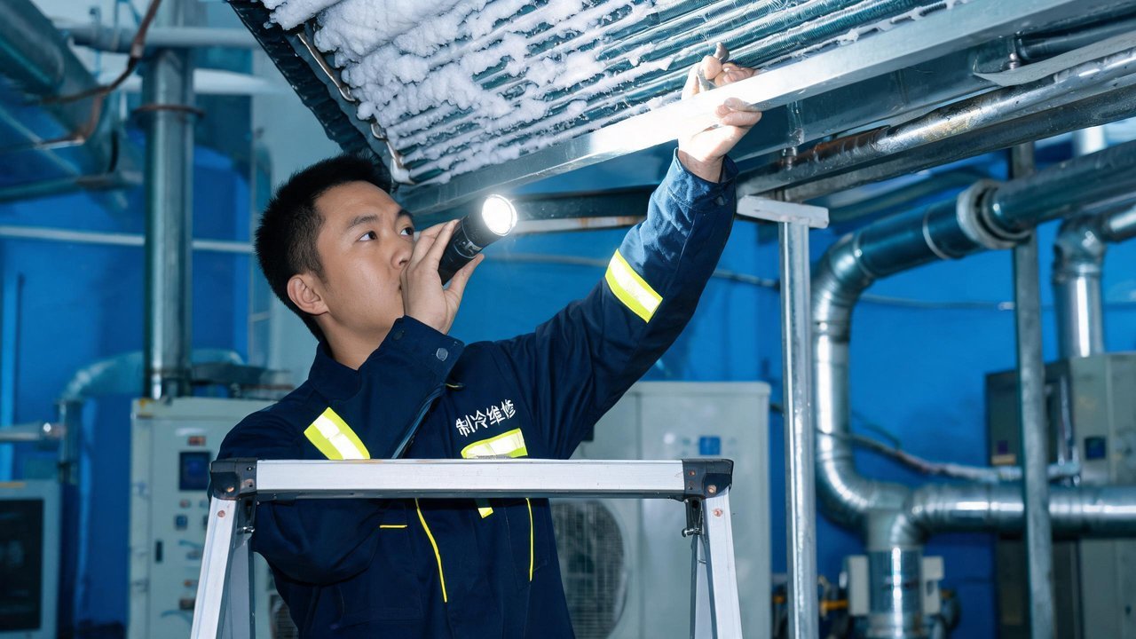 维修人员检查蒸发器