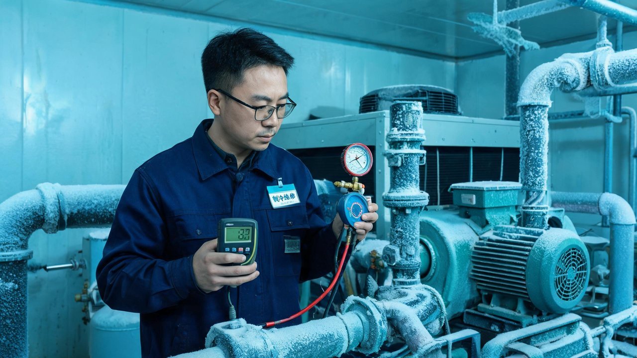 制冷工程师检查设备