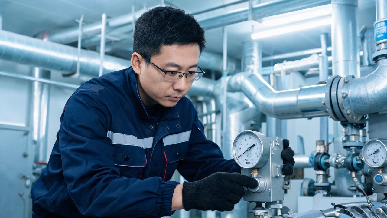 维修技术人员检查压力控制器