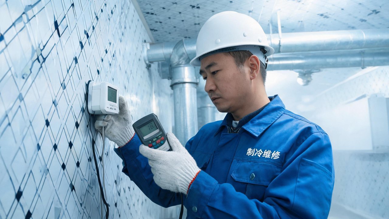 维修师傅检查传感器