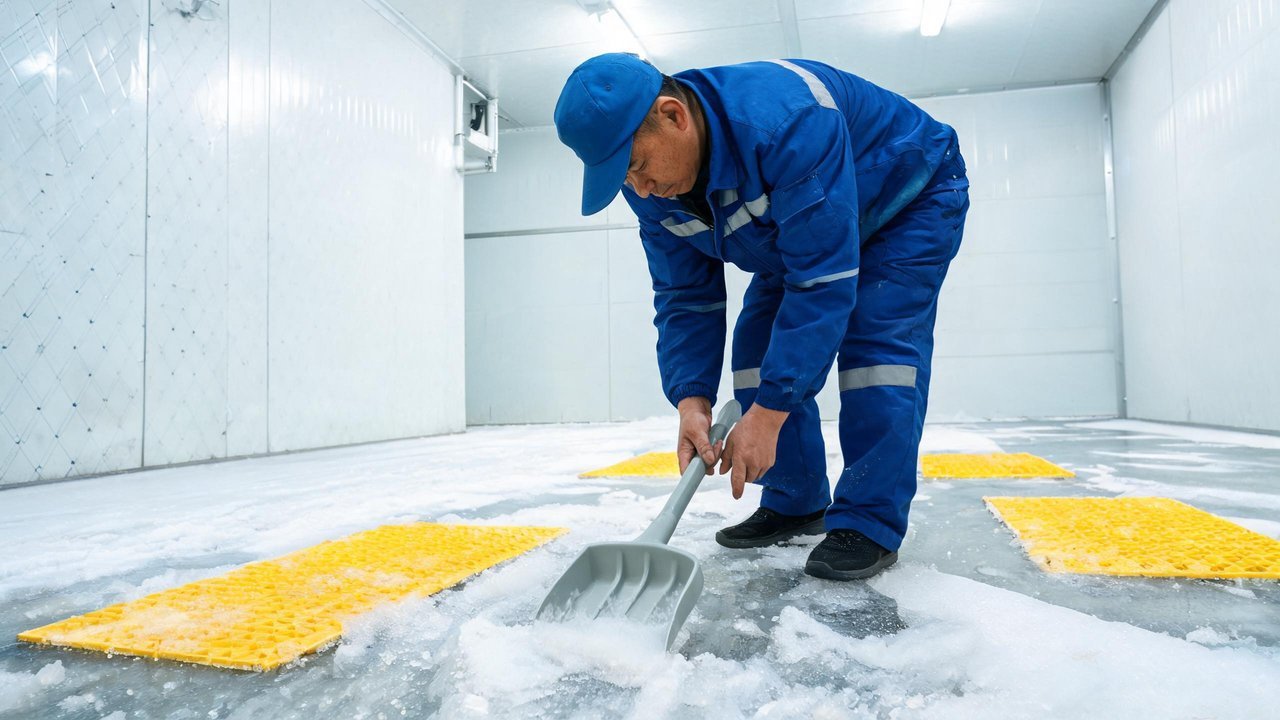 中国维修师傅铲除地面结冰
