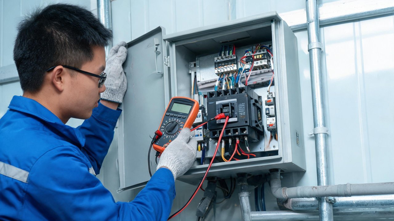 万用表检测冷库电控箱接触器