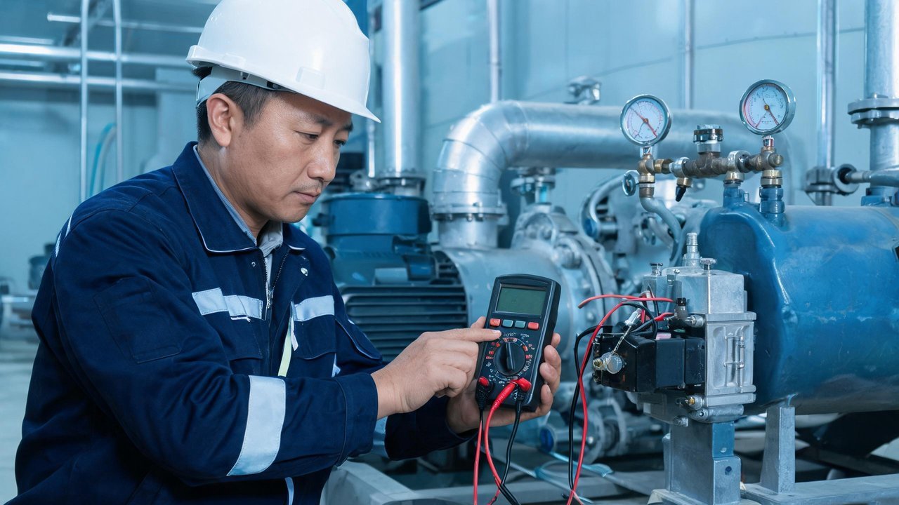 工程师万用表检测电磁阀线圈
