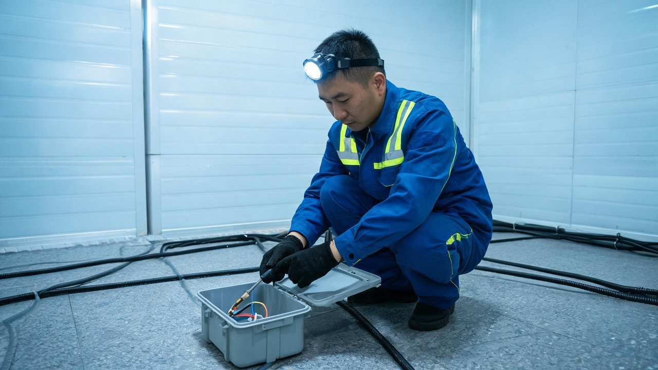 维修人员检修防水接线盒
