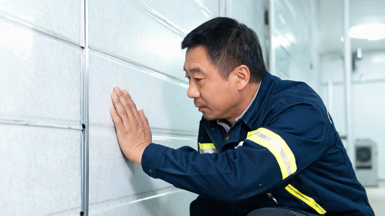 维修人员检查库板变形