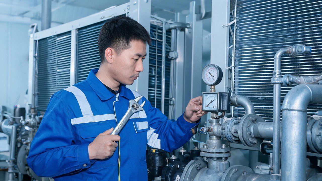 维保工程师检修制冷机组