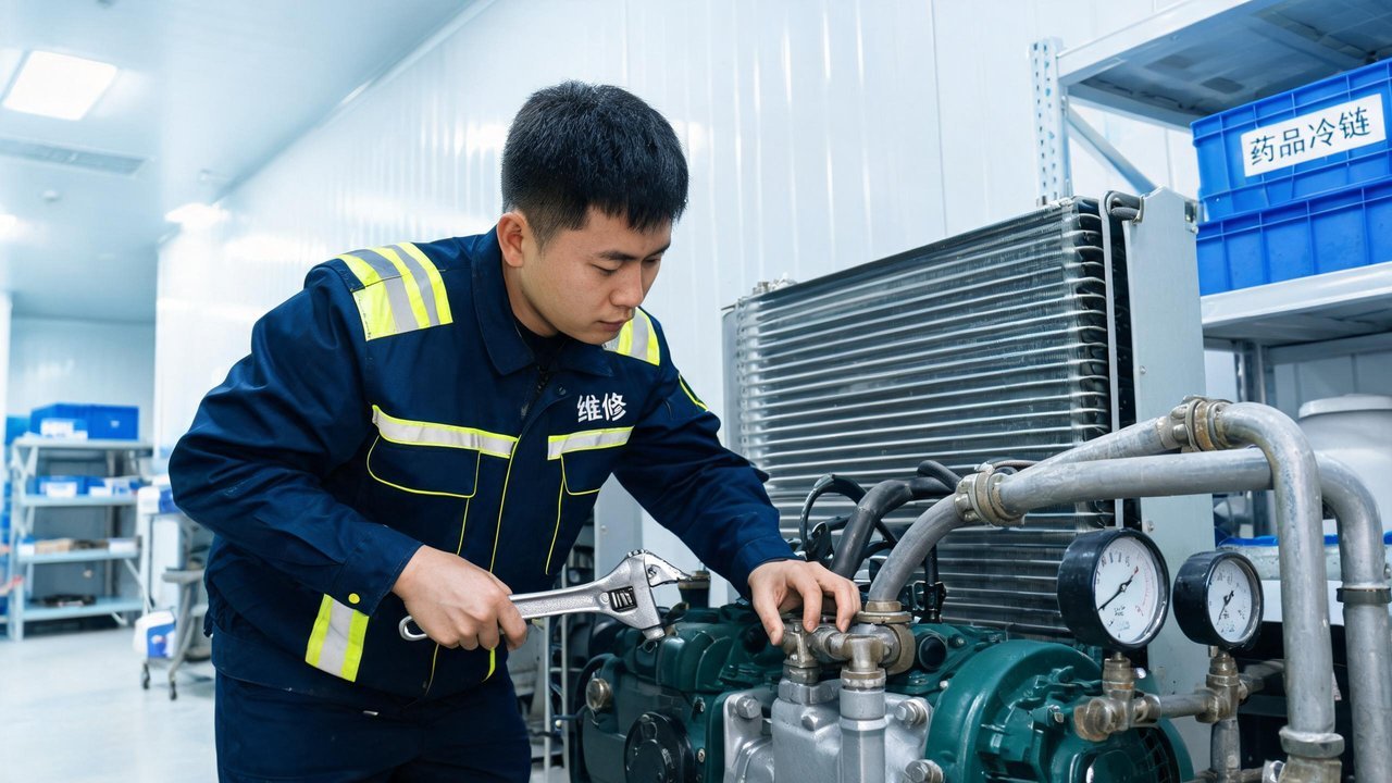 维修工程师检修制冷机组