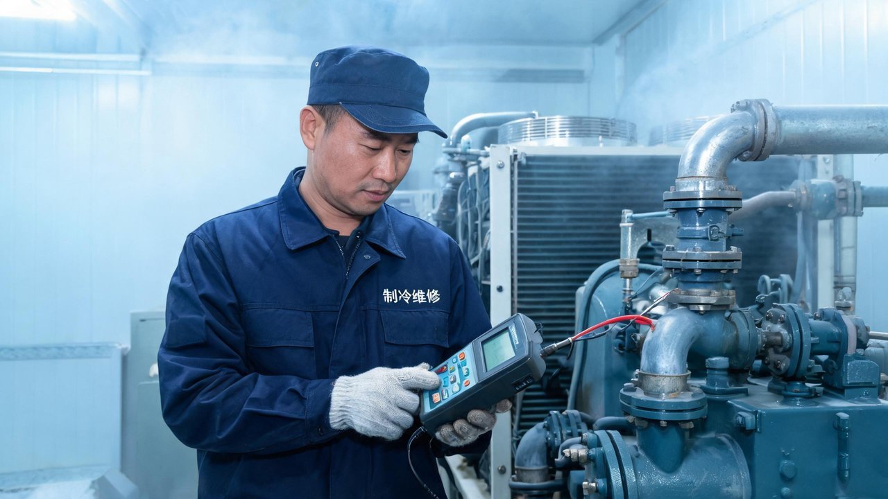 维修工程师检查压缩机