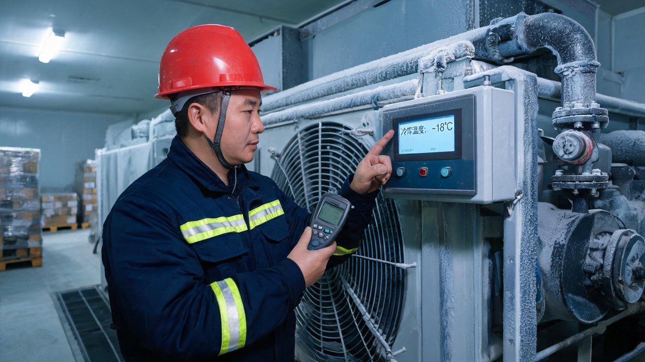 维保工程师检查制冷机组
