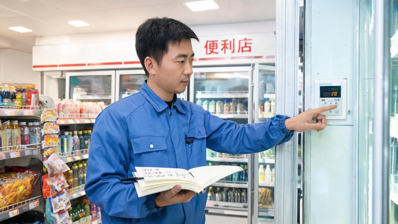 维修师傅检查冷库