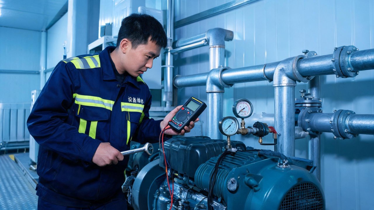 维修工程师检查设备