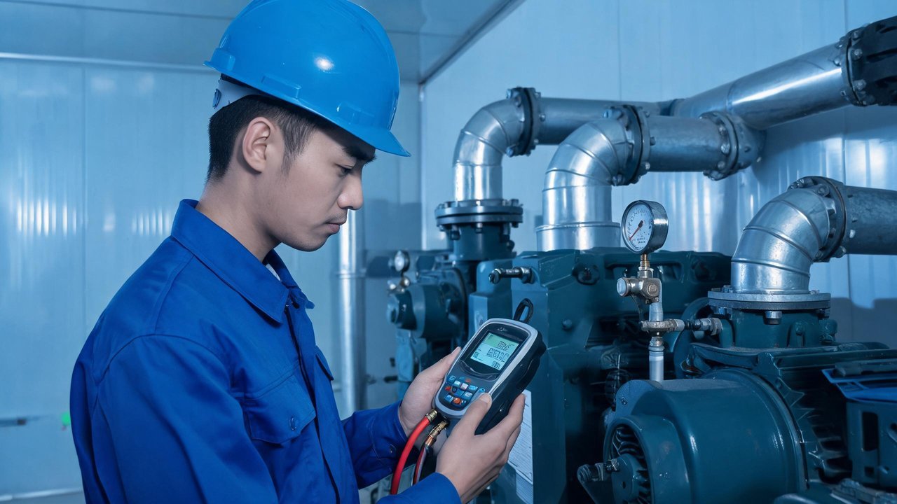 维修工程师检查压缩机