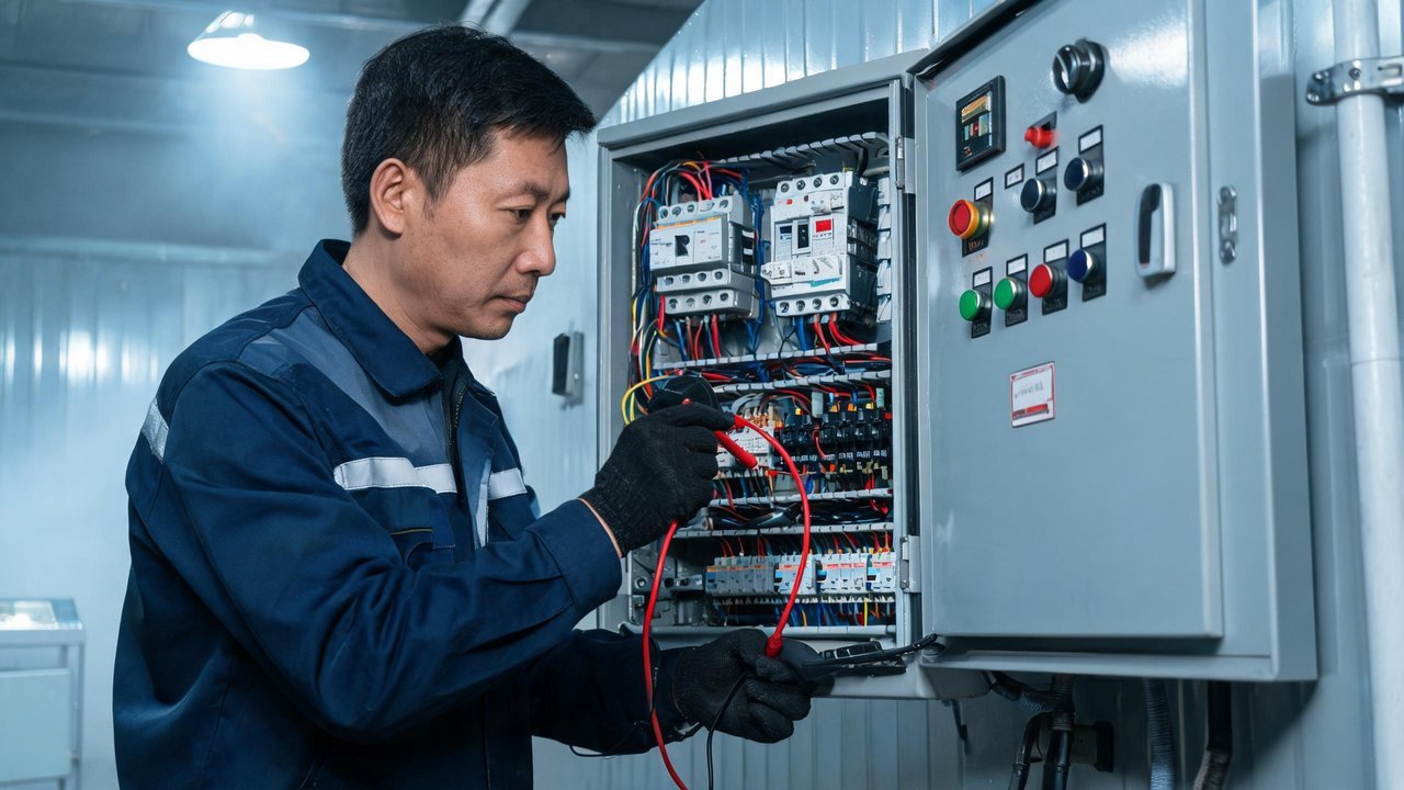 维修人员检修控制柜