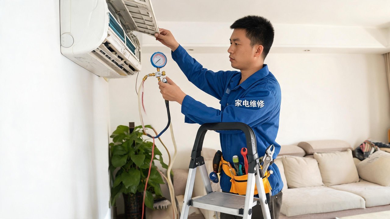 维修人员检修制冷设备
