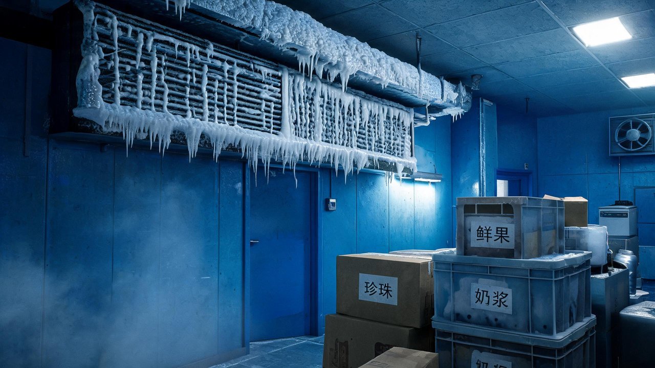 奶茶店冷库结霜严重