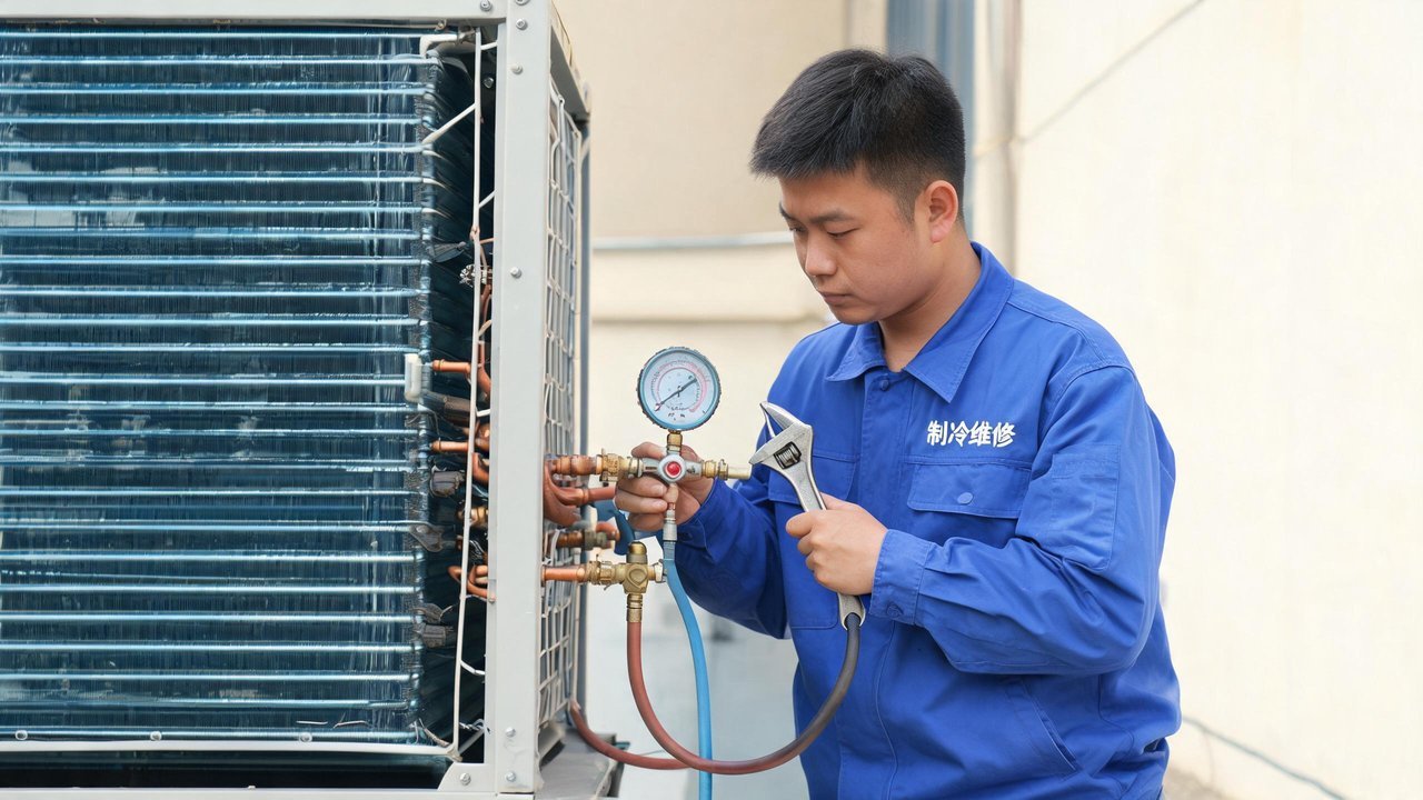 维修工程师检修制冷机组
