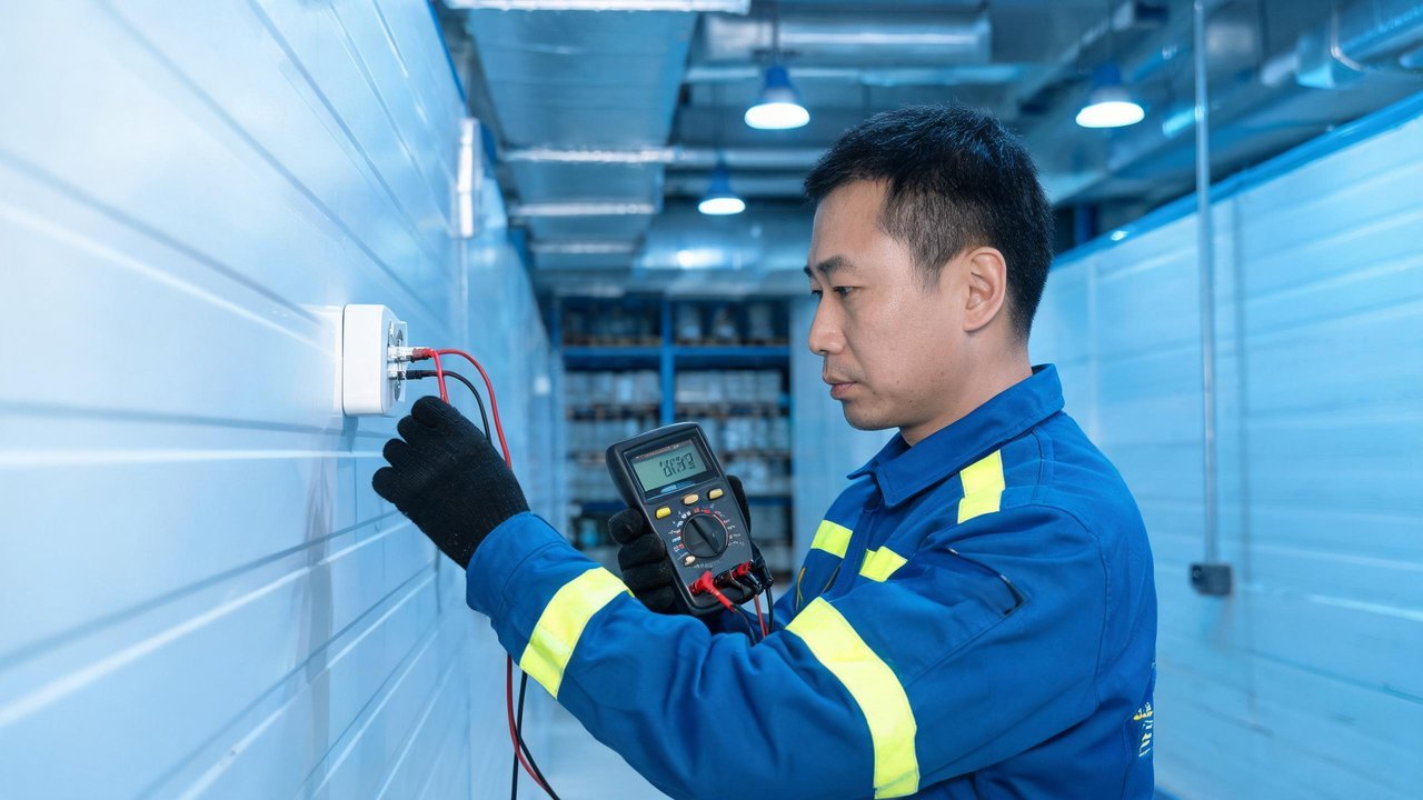 维修工程师检查温度探头