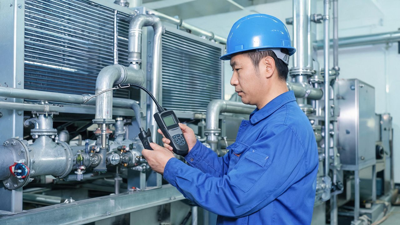 维修工程师检查制冷机组