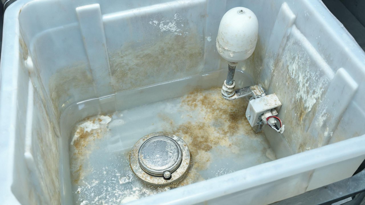 加湿器水箱内部：浮子水位开关与换能雾化片