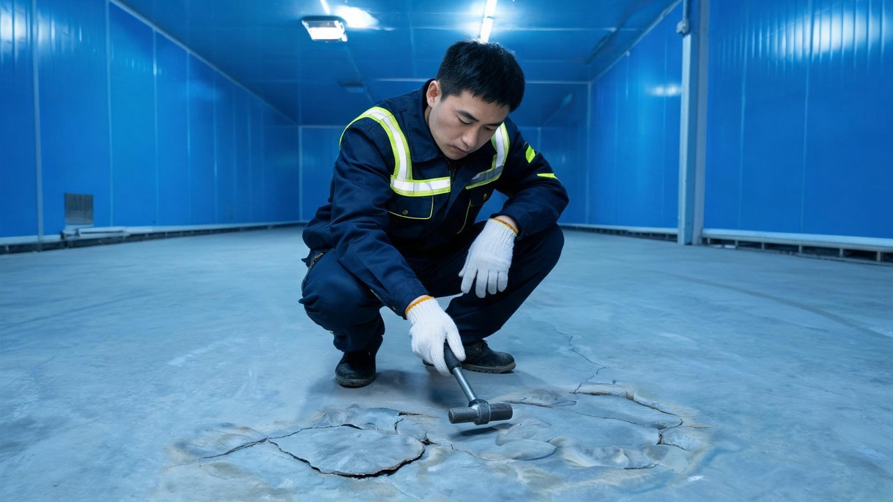 地面起鼓处理现场