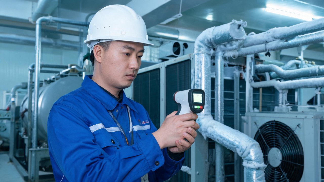 制冷工程师检查设备