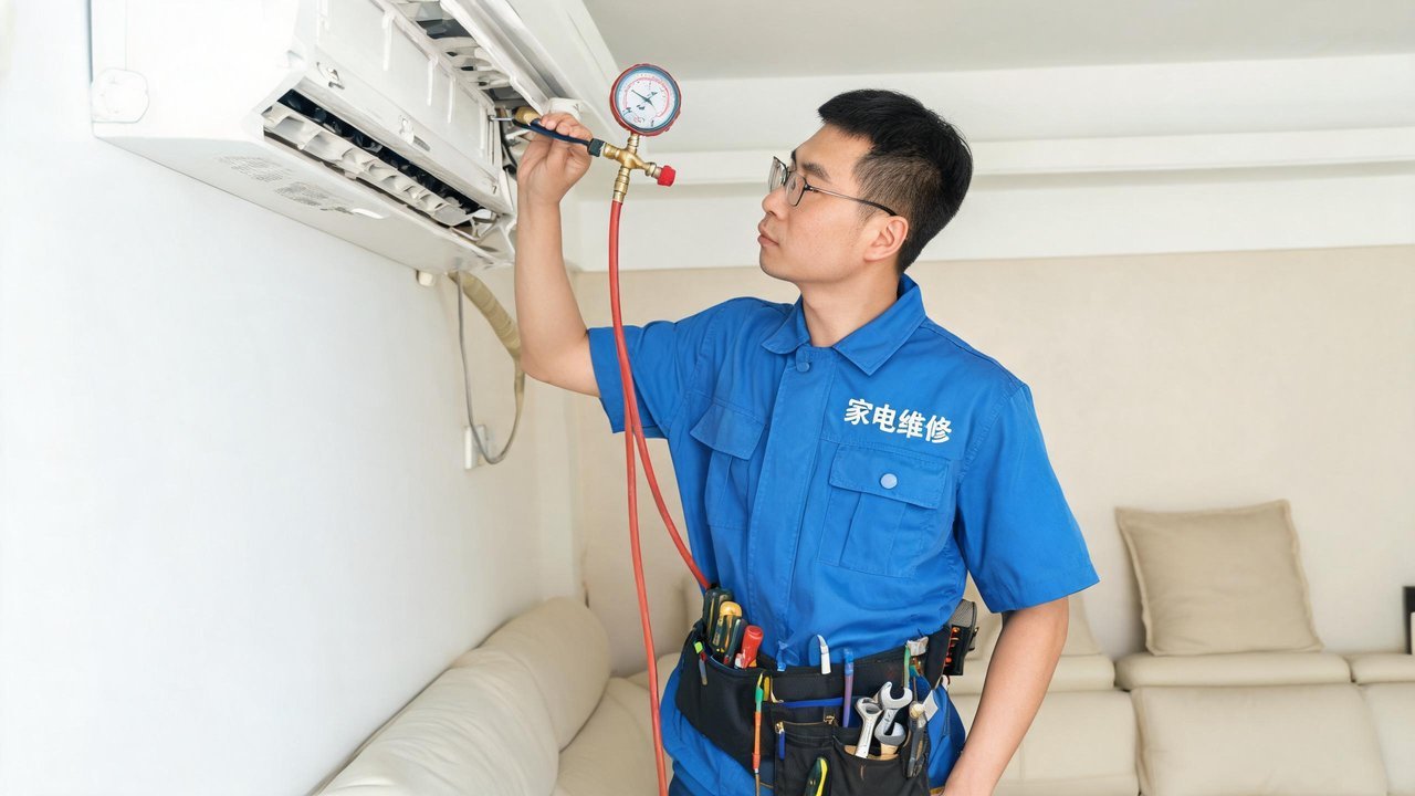 维修人员检修制冷设备