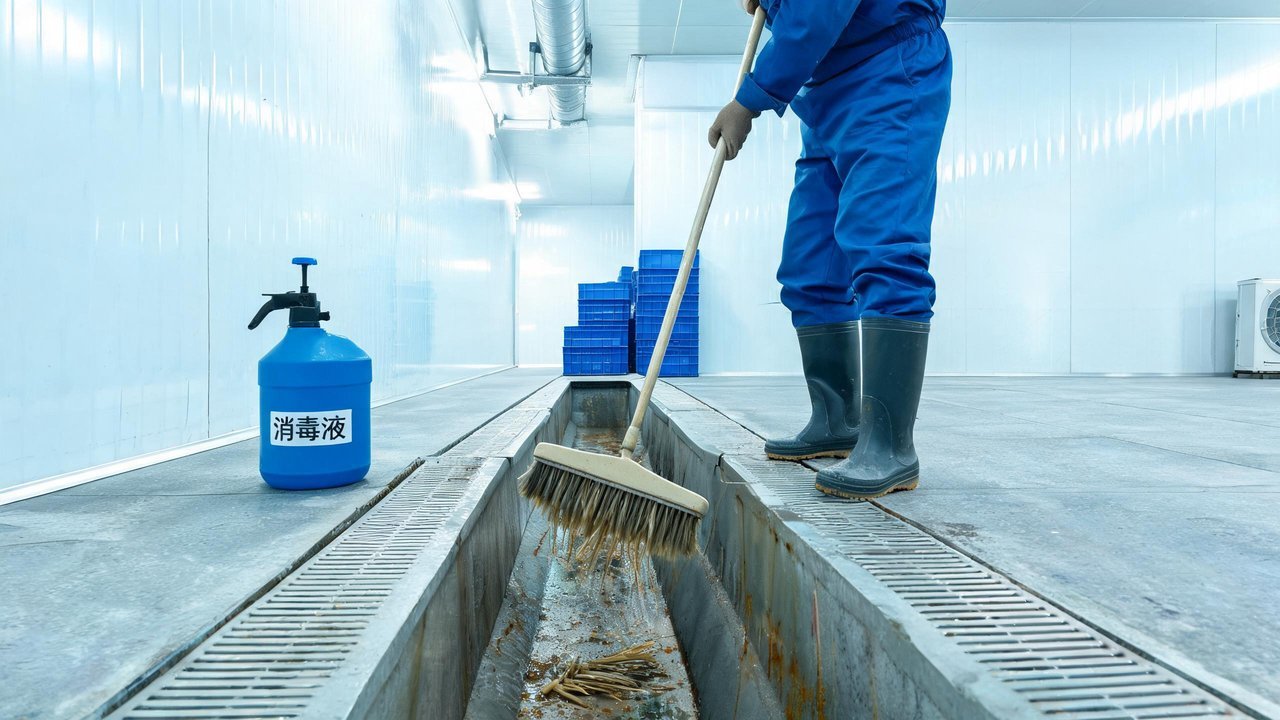 水产冷库排水沟清洁消毒