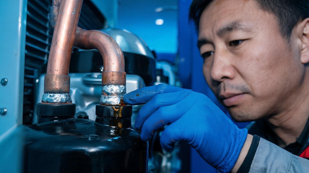 压缩机吸排气口焊点检查
