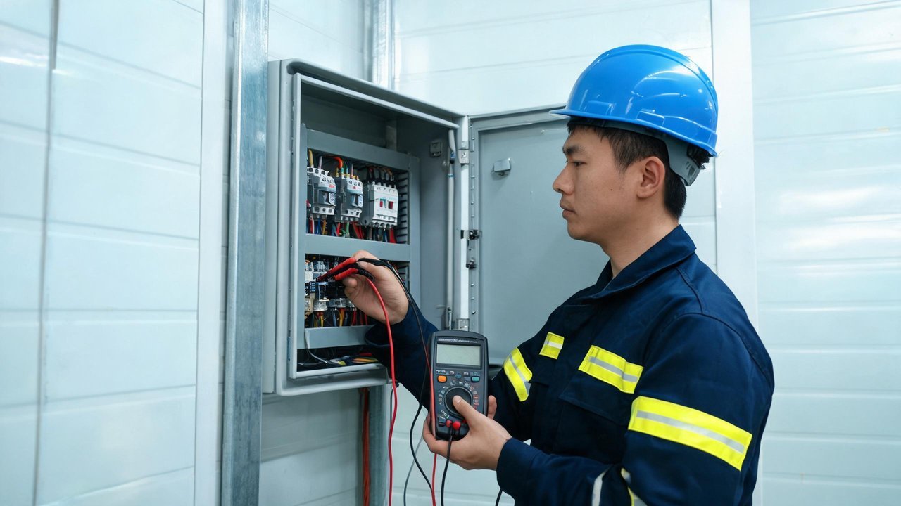 维修工程师检查电控箱