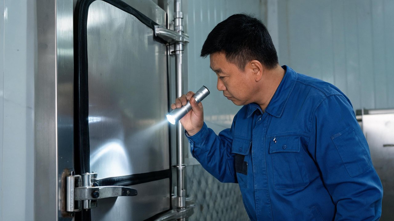 维保师傅检查门封