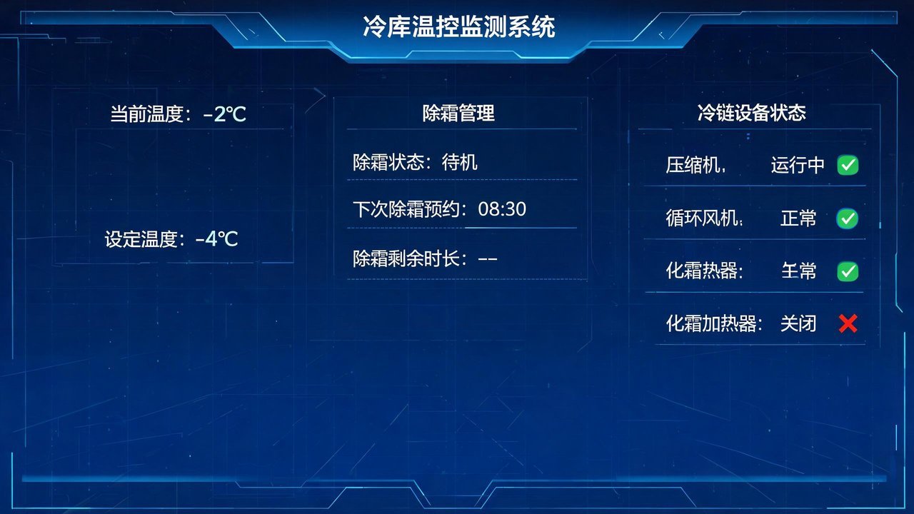 奶茶店冷库温度监测与除霜管理