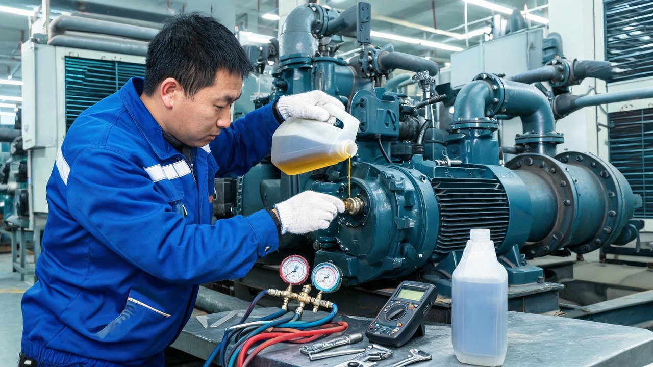 维修技师保养制冷机组