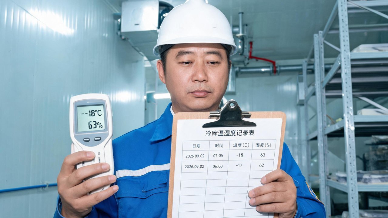 验收人员核对温湿度记录