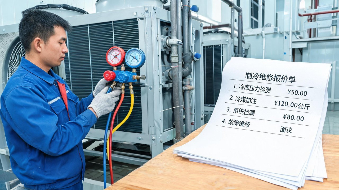 维修师傅检测制冷系统