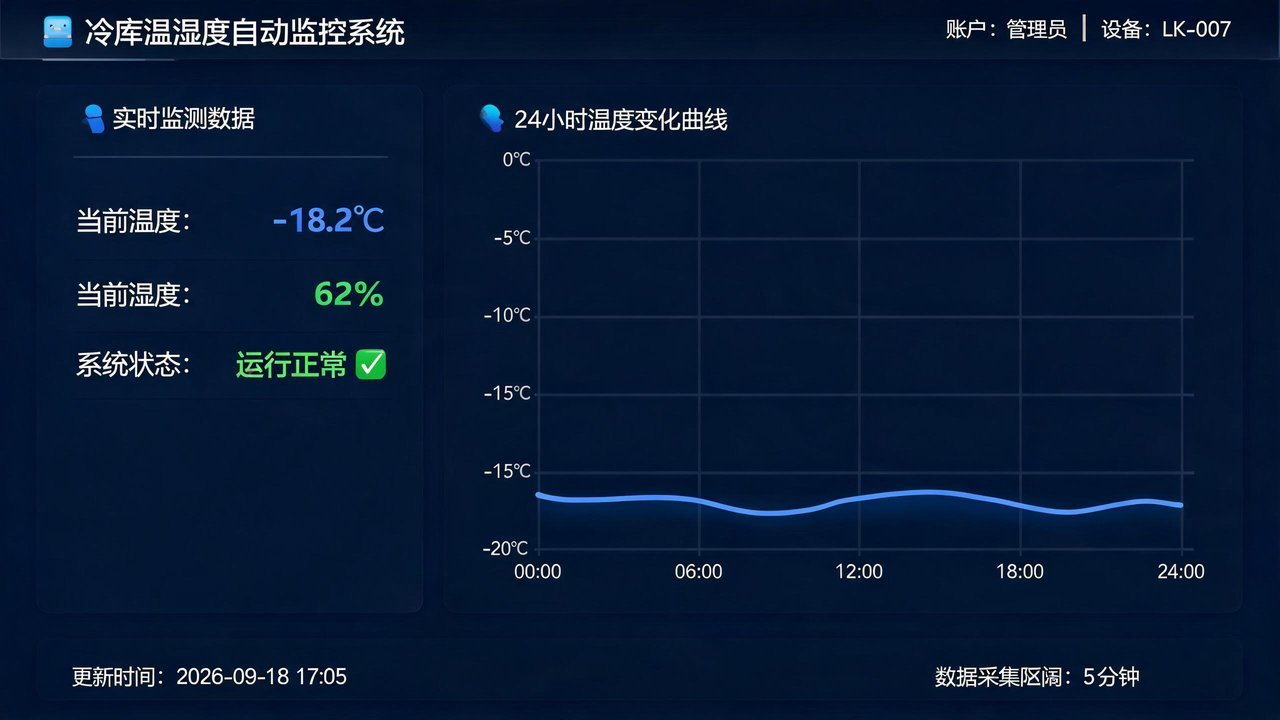 冷库温湿度自动监控系统与温度曲线