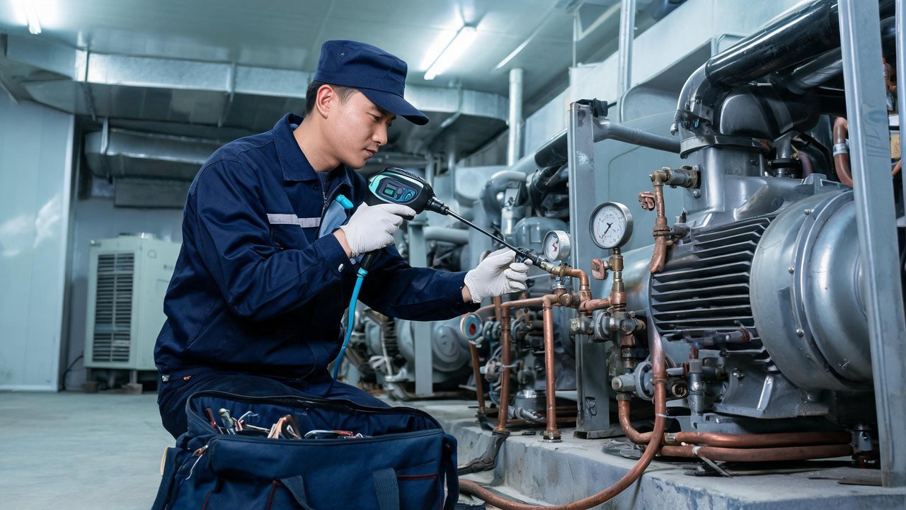 维修技师检查压缩机组