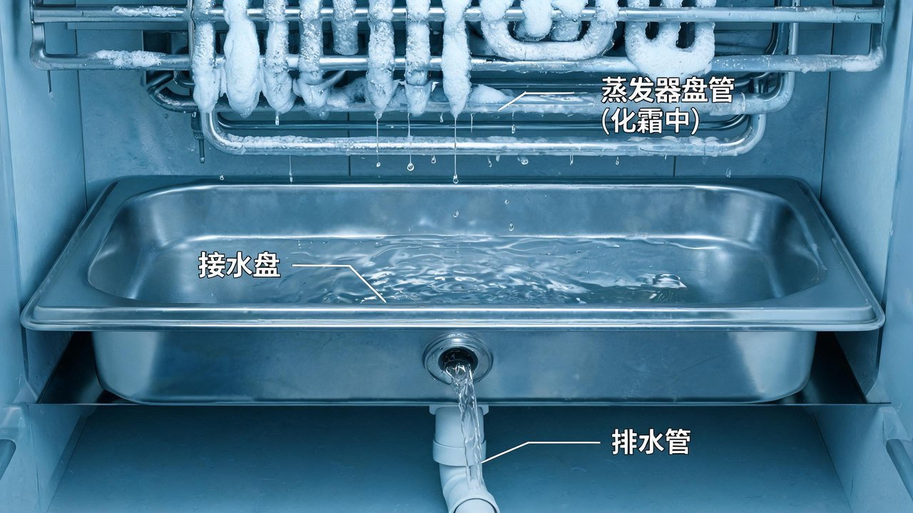 冷库蒸发器接水盘与排水管化霜排水