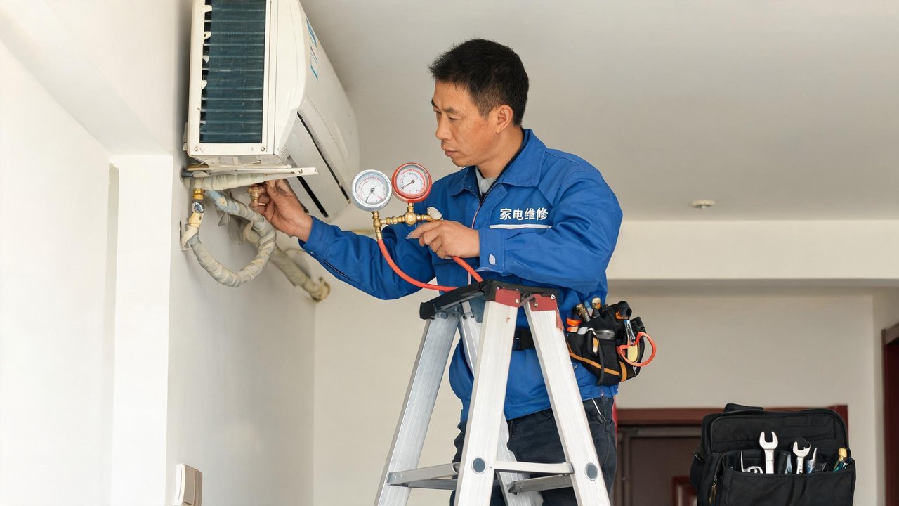 中国维修人员检修制冷设备