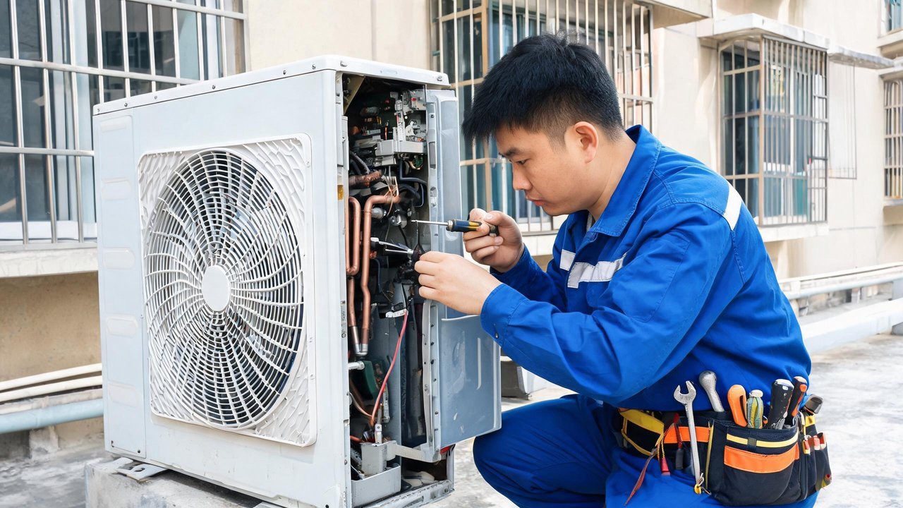 维修人员检修制冷设备