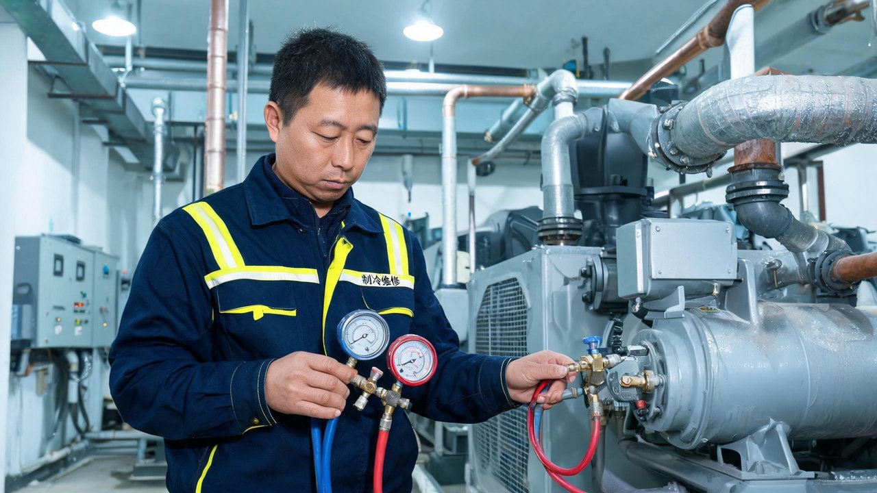 维修工程师检测压缩机组