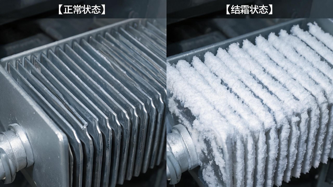 冷库蒸发器结霜情况对比