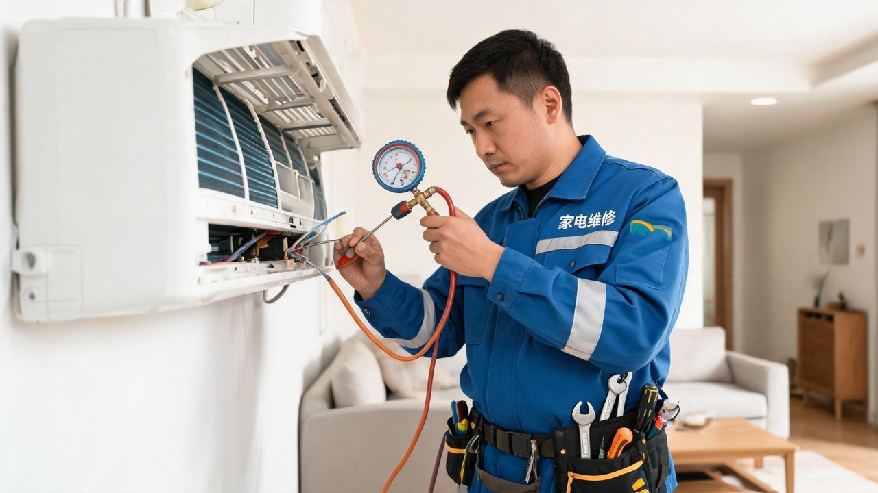 中国维修人员检修制冷设备