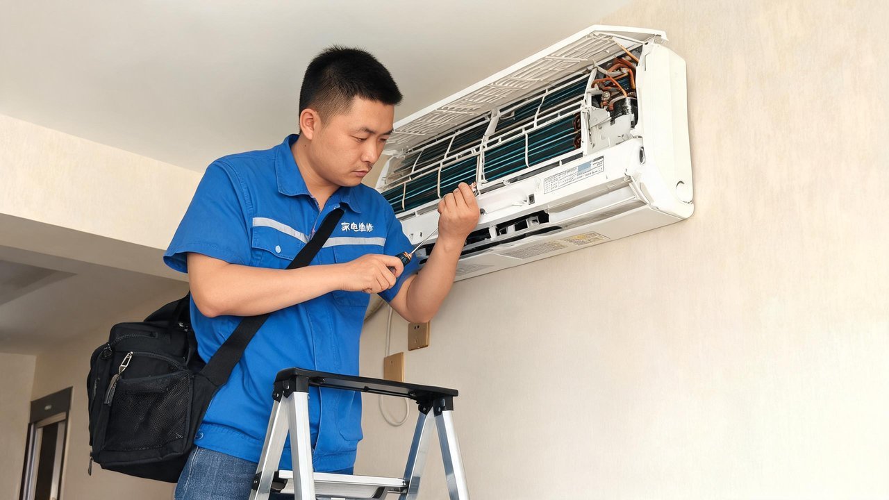 维修人员检修制冷设备