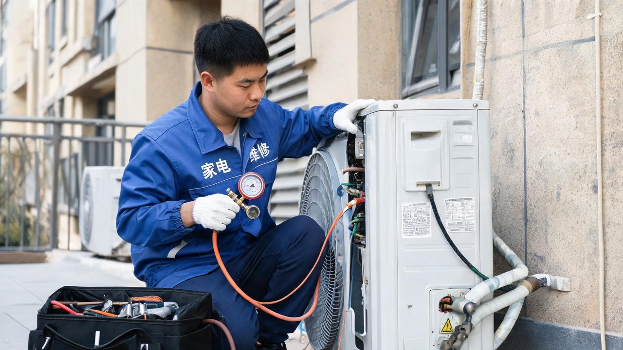 维修人员检修制冷设备