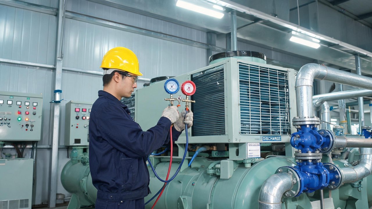 维保工程师检测制冷机组