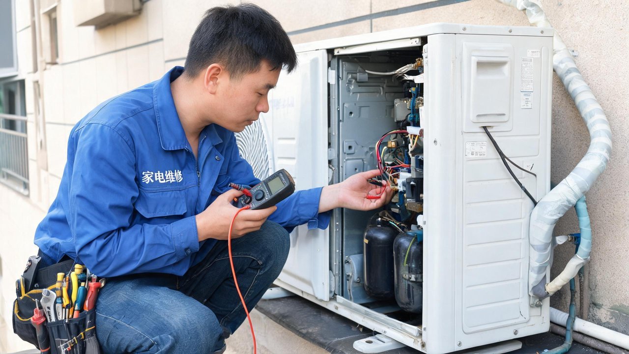 维修人员检修制冷设备