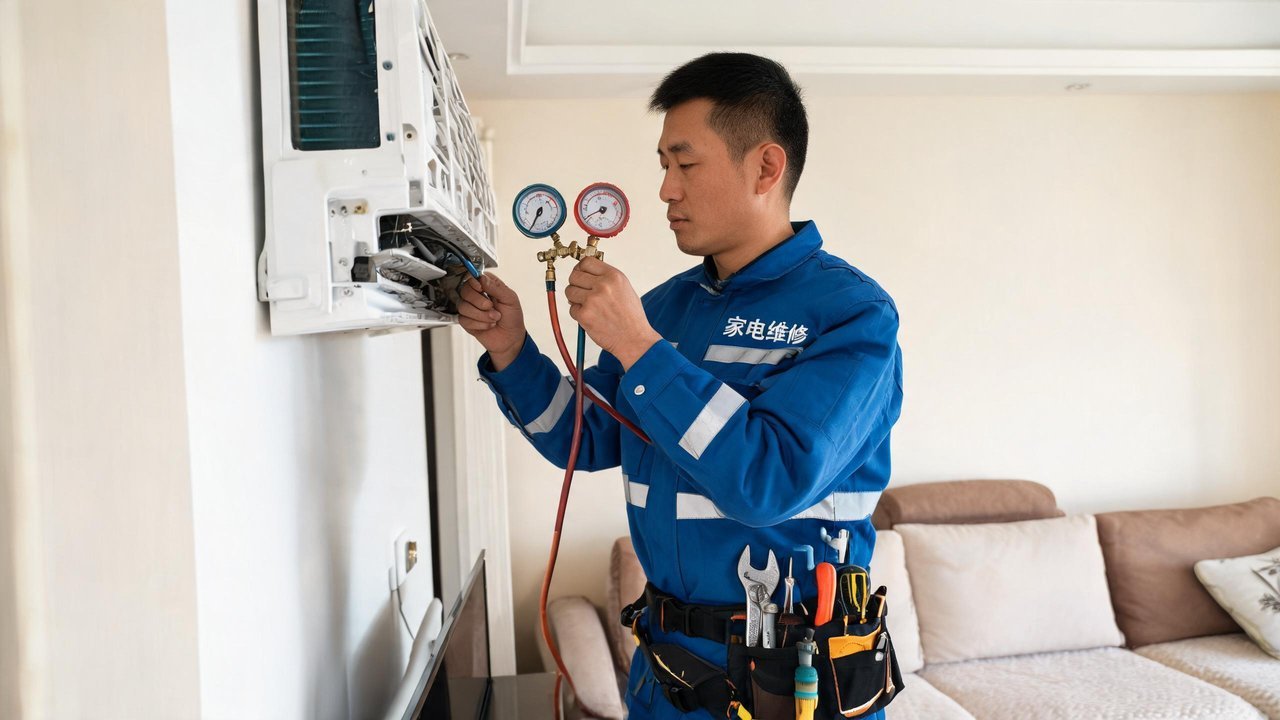 中国维修人员检修制冷设备