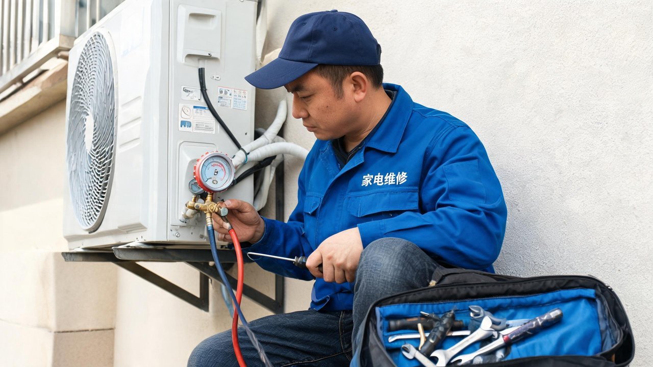 维修人员检修制冷设备