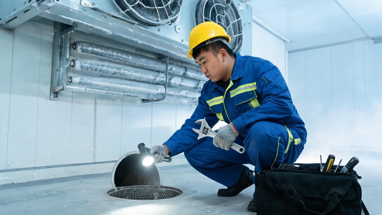 检修蒸发器与排水管