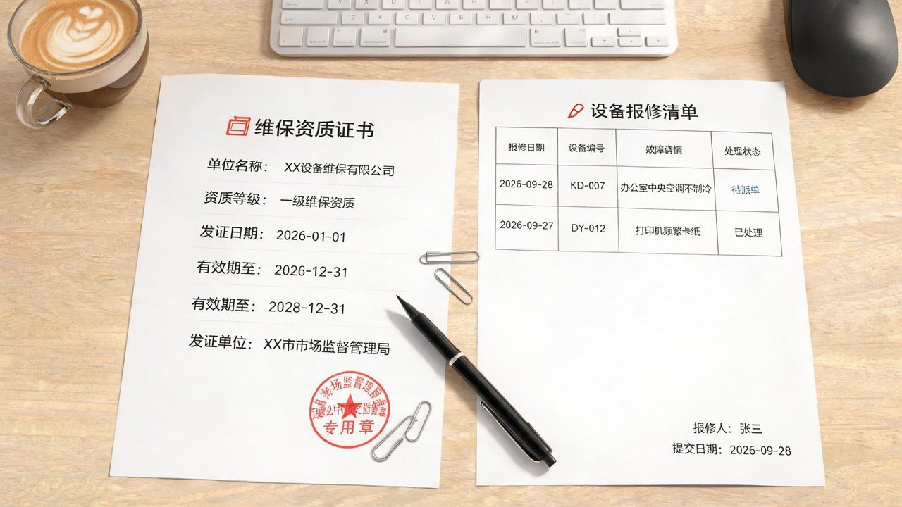 维保资质与报修清单